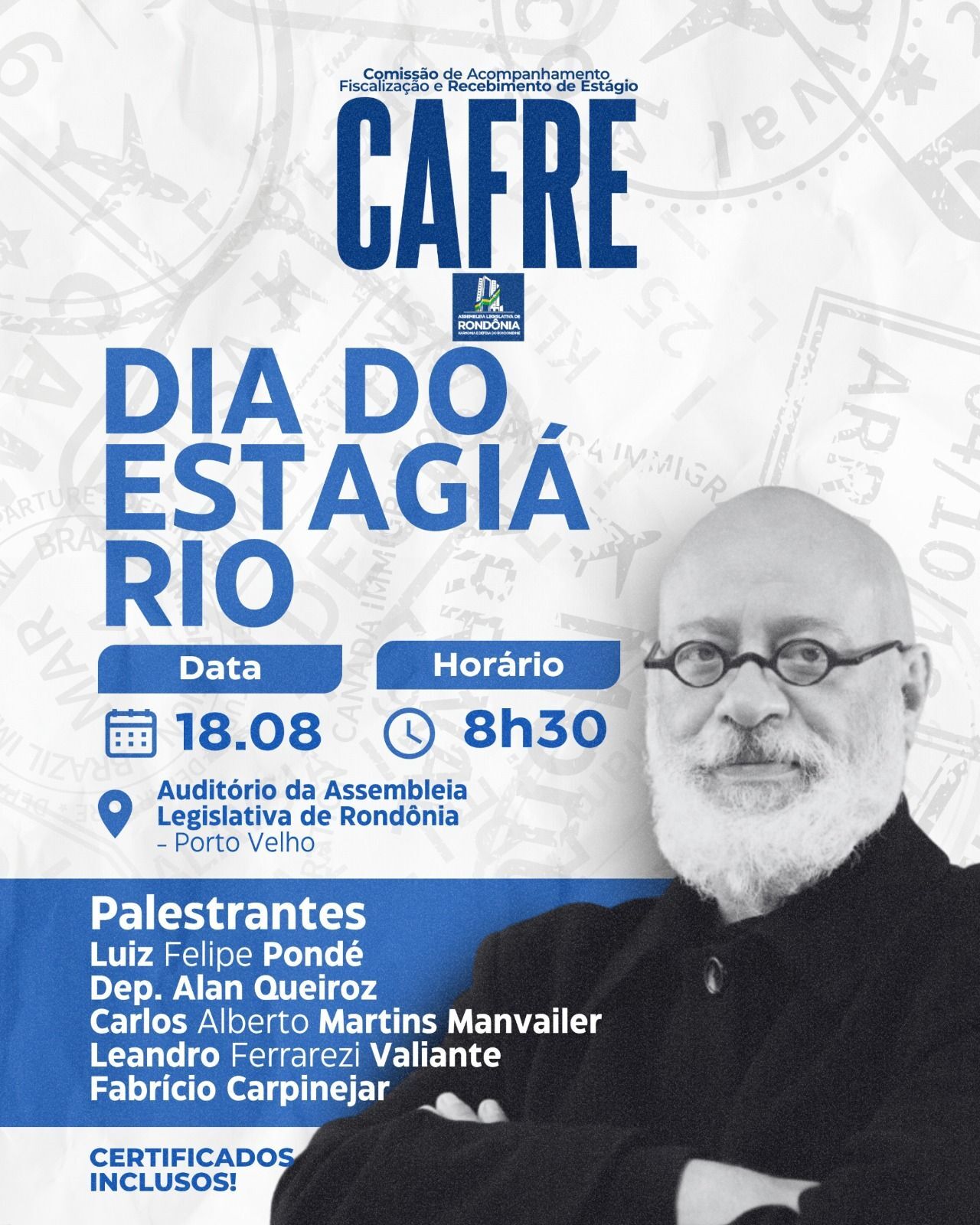 TERÁ PALESTRANTES E PERSONALIDADES - Assembleia Legislativa de Rondônia celebra o Dia do Estagiário com palestras e atividades especiais

